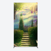 Lofaris Blurry Blue Stairs Greenery Scenery Rectangle Backdrop